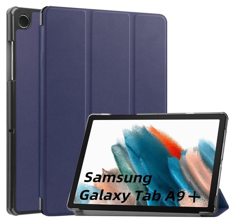 Samsung Galaxy Tab A9+ A9 Plus 11case,Custer Case for SM-X210 SM-X216 SM-X218,Ultra-thin PU-Leather Hard Shell Cover - Blue - Image 1
